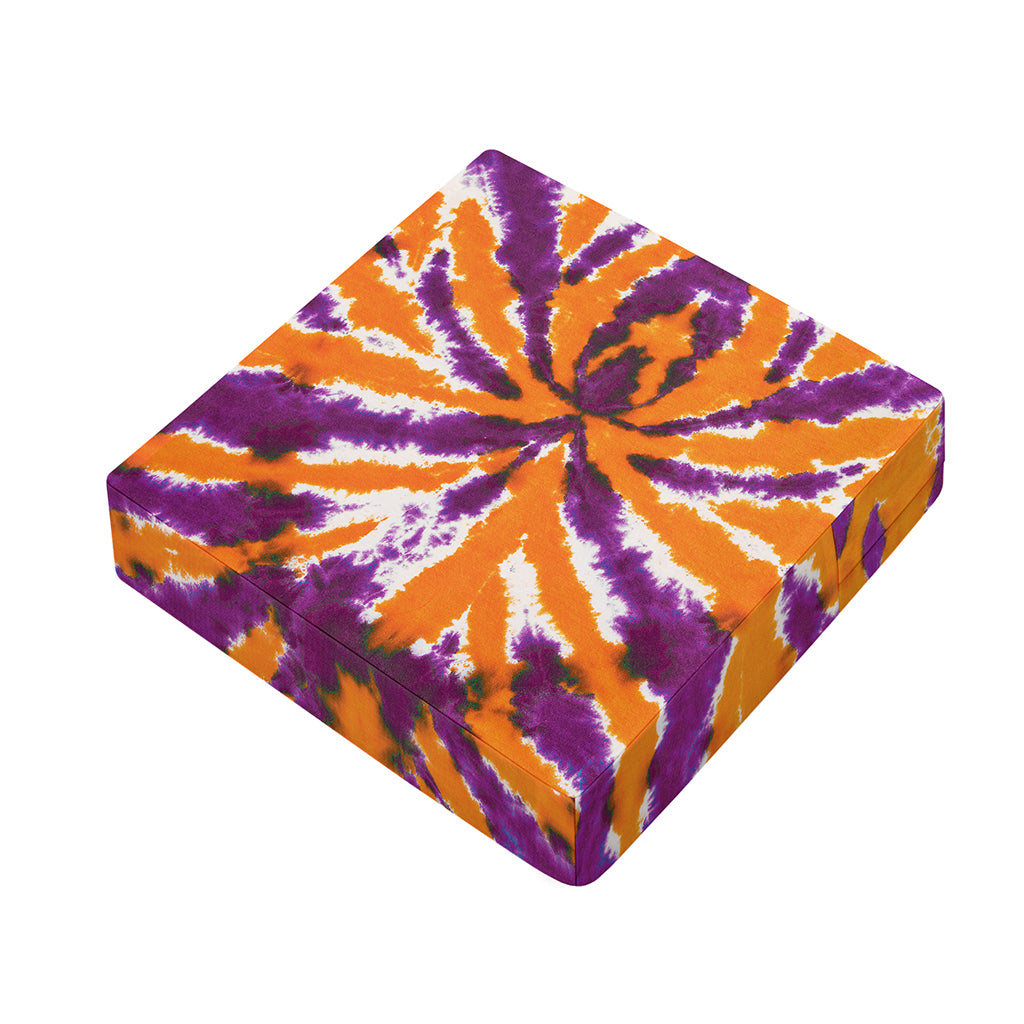 Purple And Orange Spider Tie Dye Print Outdoor Seat Cushion Cover