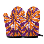 Purple And Orange Spider Tie Dye Print Oven Mitts