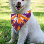 Purple And Orange Spider Tie Dye Print Over The Collar Dog Bandana