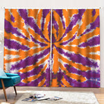 Purple And Orange Spider Tie Dye Print Pencil Pleat Curtains