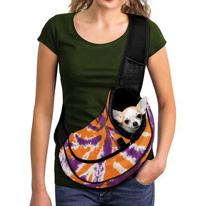 Purple And Orange Spider Tie Dye Print Pet Sling Carrier