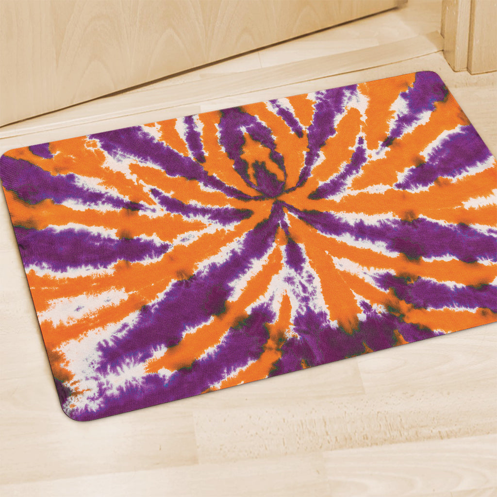 Purple And Orange Spider Tie Dye Print Polyester Doormat