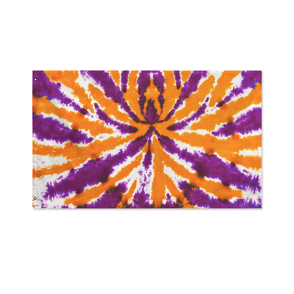 Purple And Orange Spider Tie Dye Print Polyester Flag