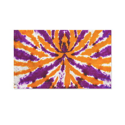 Purple And Orange Spider Tie Dye Print Polyester Flag