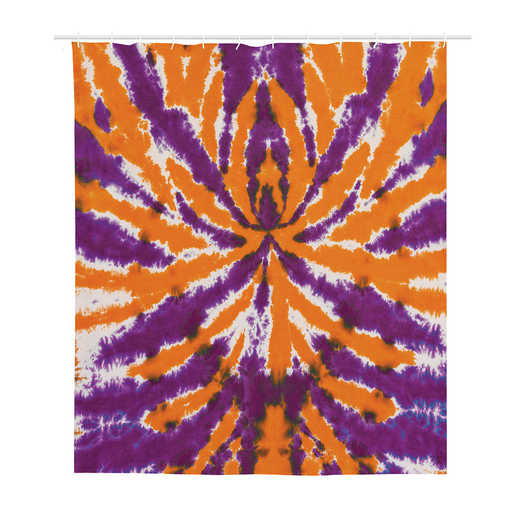 Purple And Orange Spider Tie Dye Print Polyester Shower Curtain