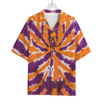 Purple And Orange Spider Tie Dye Print Rayon Hawaiian Shirt
