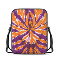 Purple And Orange Spider Tie Dye Print Rectangular Crossbody Bag