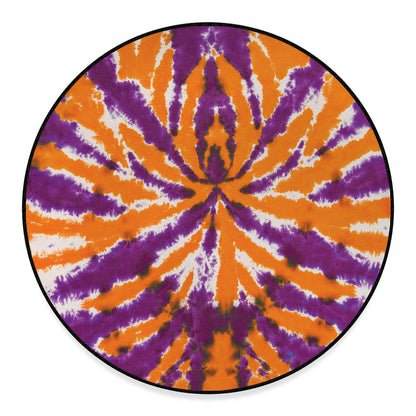 Purple And Orange Spider Tie Dye Print Round Floor Mat
