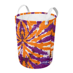Purple And Orange Spider Tie Dye Print Round Laundry Basket