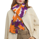 Purple And Orange Spider Tie Dye Print Scarf