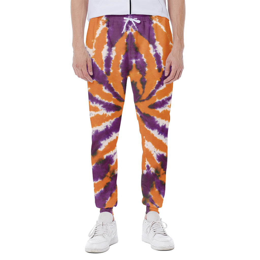 Purple And Orange Spider Tie Dye Print Scuba Joggers