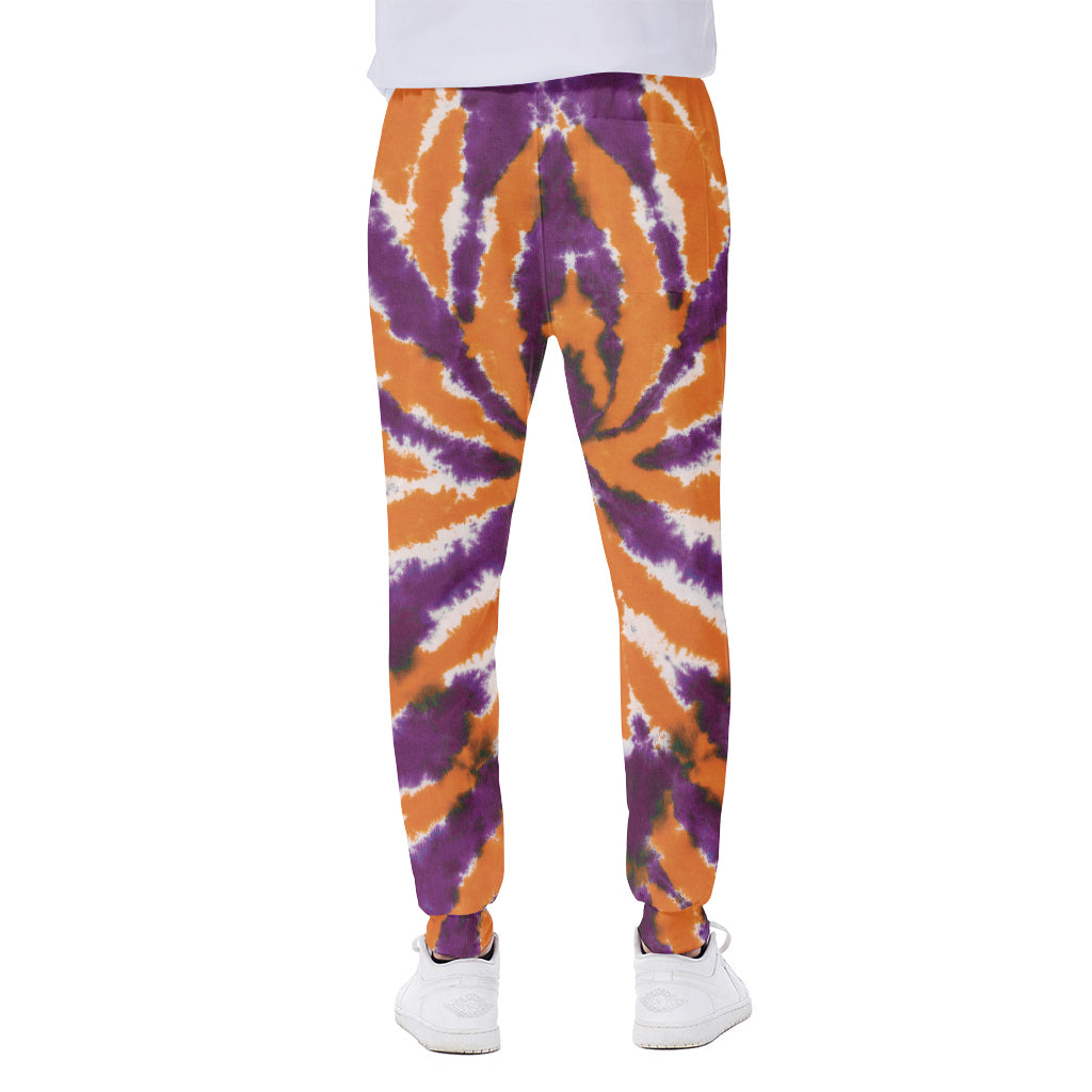 Purple And Orange Spider Tie Dye Print Scuba Joggers