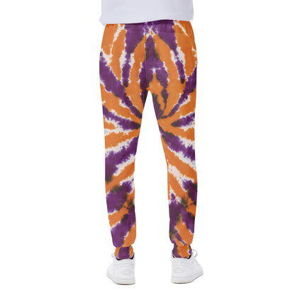 Purple And Orange Spider Tie Dye Print Scuba Joggers