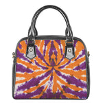 Purple And Orange Spider Tie Dye Print Shoulder Handbag