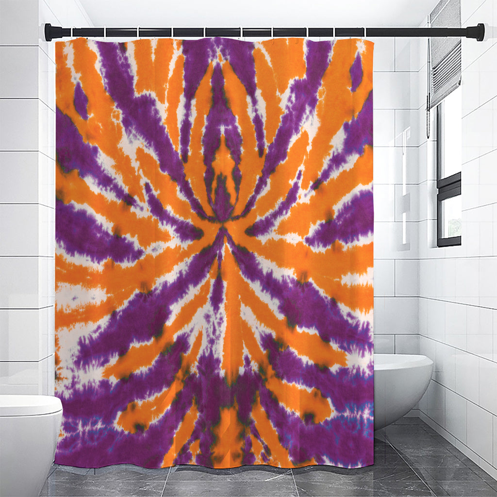 Purple And Orange Spider Tie Dye Print Shower Curtain