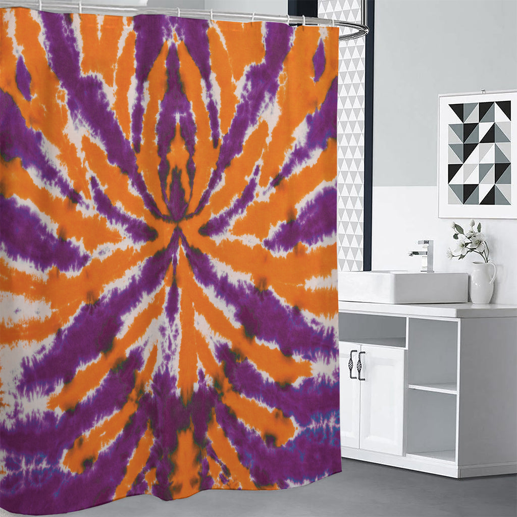 Purple And Orange Spider Tie Dye Print Shower Curtain