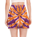 Purple And Orange Spider Tie Dye Print Side Slit Mini Skirt