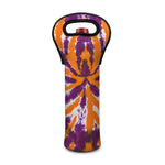 Purple And Orange Spider Tie Dye Print Single Neoprene Wine Tote