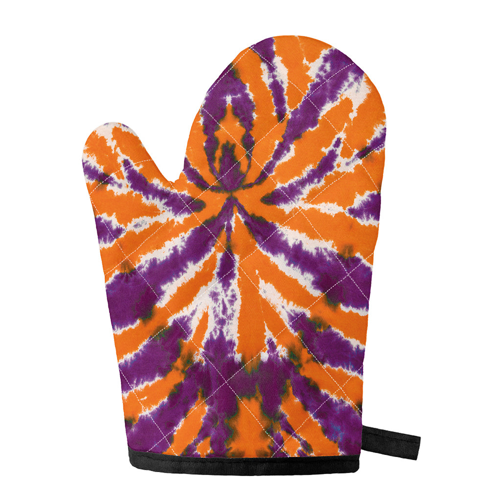 Purple And Orange Spider Tie Dye Print Single Oven Mitt
