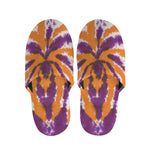 Purple And Orange Spider Tie Dye Print Slippers