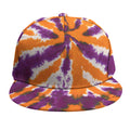 Purple And Orange Spider Tie Dye Print Snapback Cap