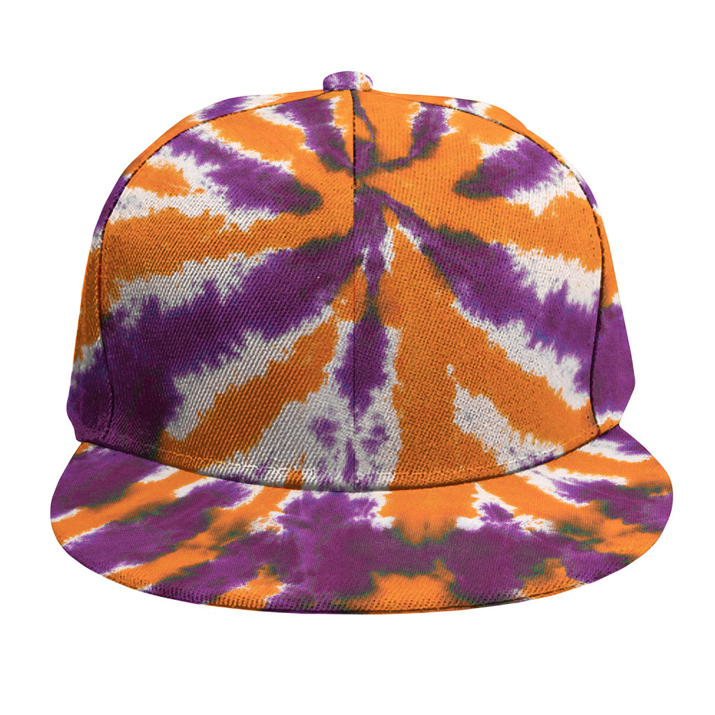 Purple And Orange Spider Tie Dye Print Snapback Cap