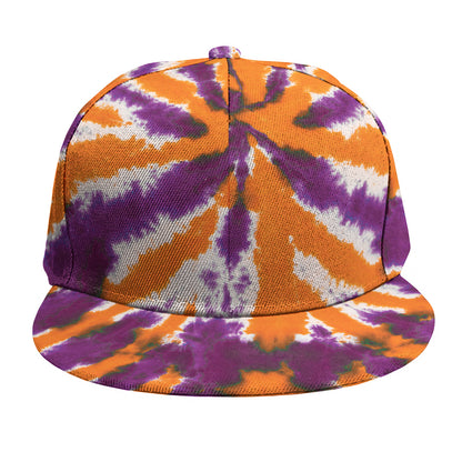 Purple And Orange Spider Tie Dye Print Snapback Cap
