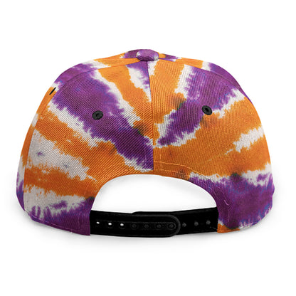 Purple And Orange Spider Tie Dye Print Snapback Cap