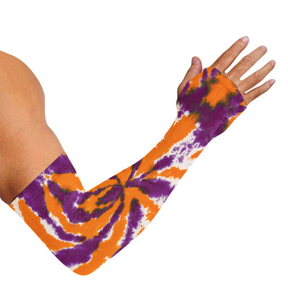 Purple And Orange Spider Tie Dye Print Sun Protection Arm Sleeves