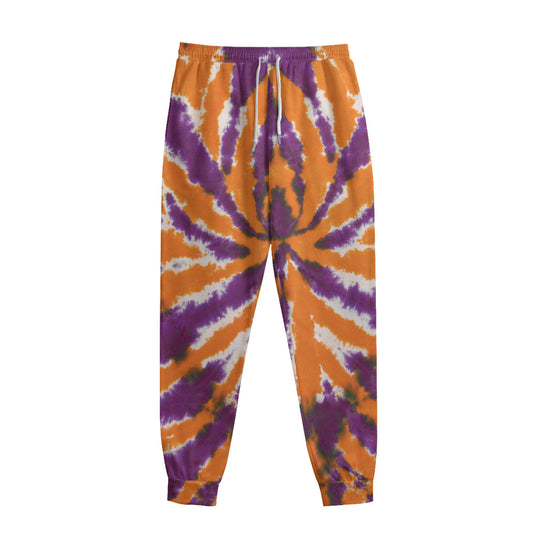 Purple And Orange Spider Tie Dye Print Sweatpants