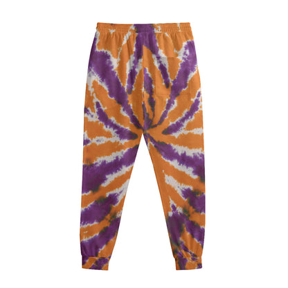 Purple And Orange Spider Tie Dye Print Sweatpants