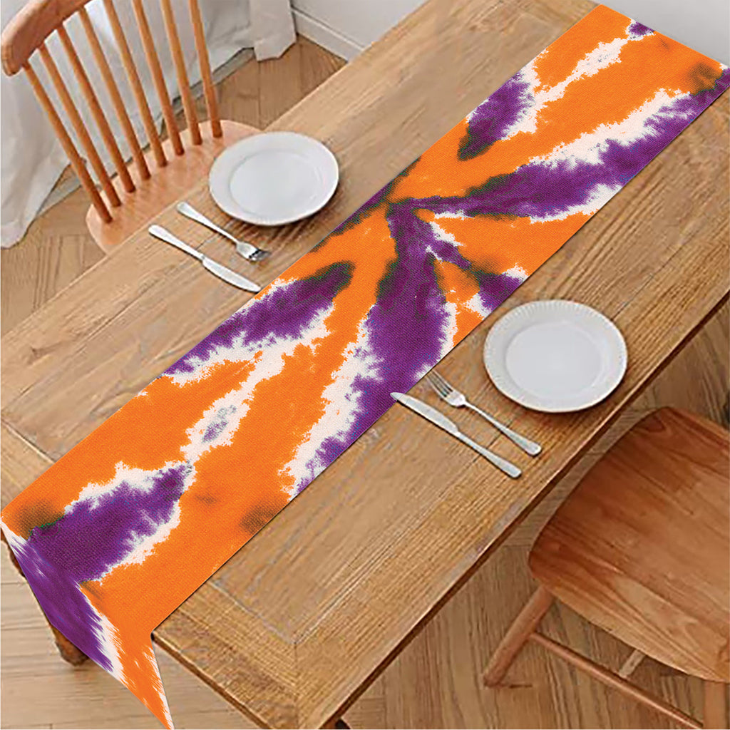 Purple And Orange Spider Tie Dye Print Table Runner