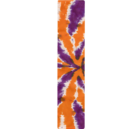 Purple And Orange Spider Tie Dye Print Table Runner
