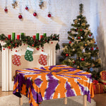 Purple And Orange Spider Tie Dye Print Tablecloth