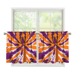 Purple And Orange Spider Tie Dye Print Tier Curtains