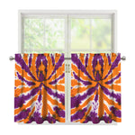 Purple And Orange Spider Tie Dye Print Tier Curtains