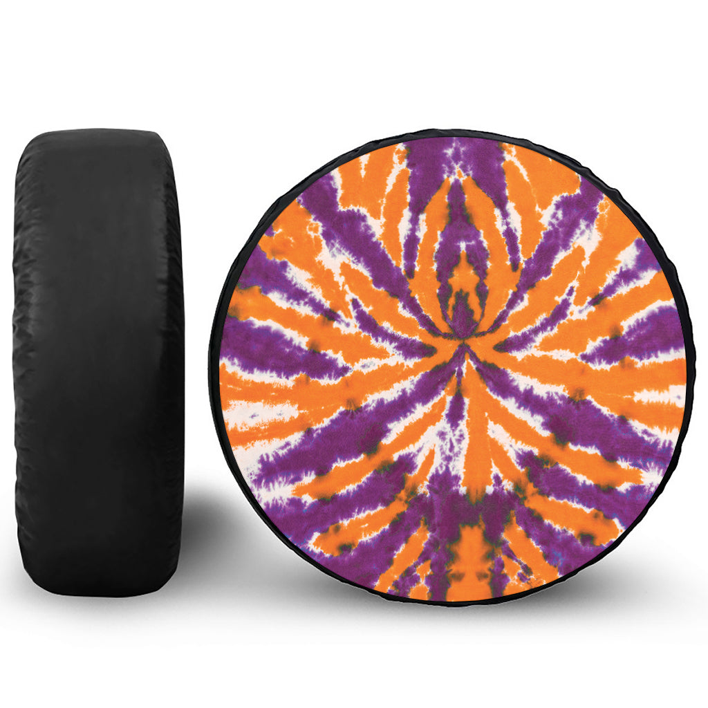 Purple And Orange Spider Tie Dye Print Tire Cover