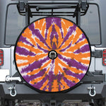 Purple And Orange Spider Tie Dye Print Tire Cover With Camera Hole
