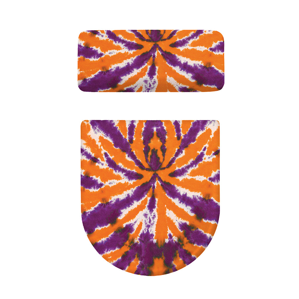 Purple And Orange Spider Tie Dye Print Toilet Lid And Tank Cover Set
