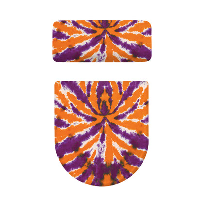 Purple And Orange Spider Tie Dye Print Toilet Lid And Tank Cover Set