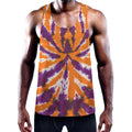 Purple And Orange Spider Tie Dye Print Men's Workout Tank Top