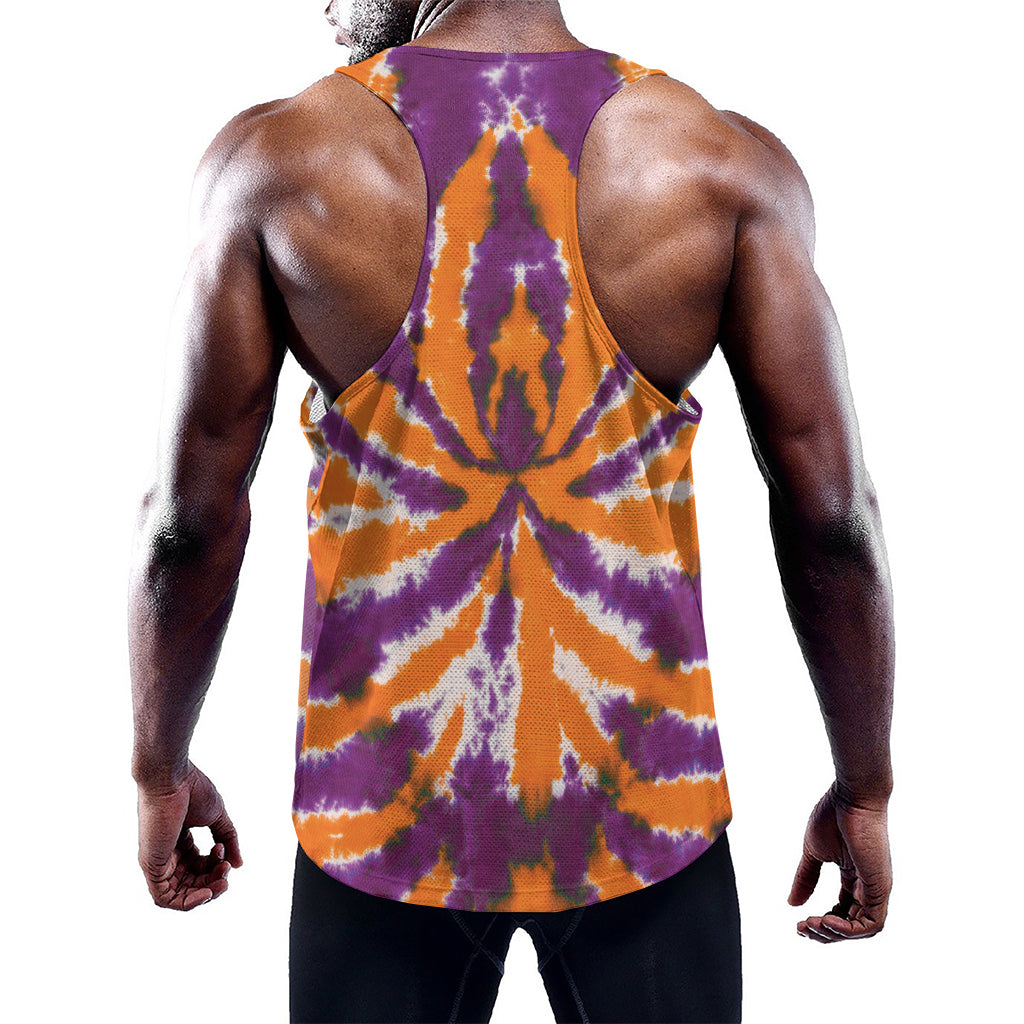 Purple And Orange Spider Tie Dye Print Training Tank Top