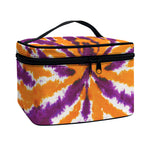 Purple And Orange Spider Tie Dye Print Travel Makeup Bag