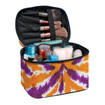 Purple And Orange Spider Tie Dye Print Travel Makeup Bag