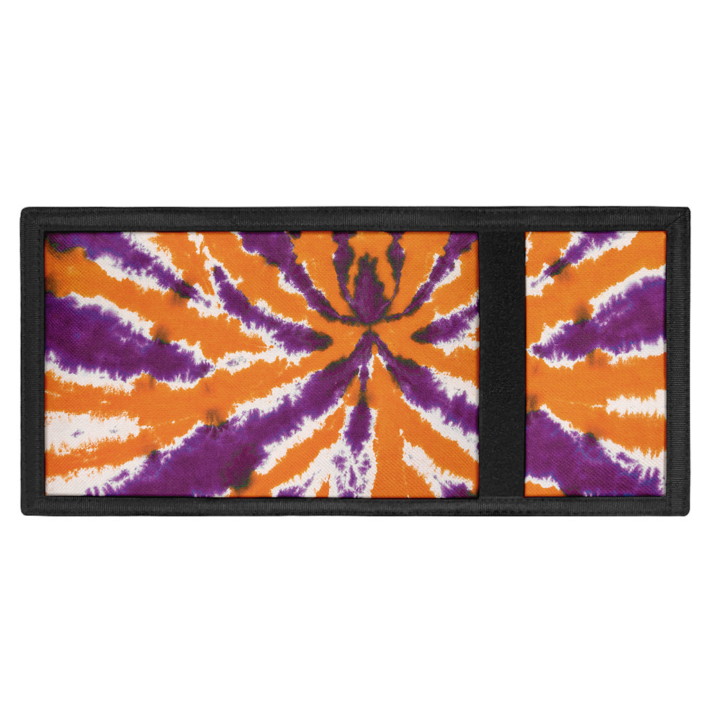 Purple And Orange Spider Tie Dye Print Trifold Wallet
