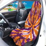 Purple And Orange Spider Tie Dye Print Waterproof Car Seat Cover