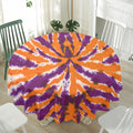 Purple And Orange Spider Tie Dye Print Waterproof Round Tablecloth