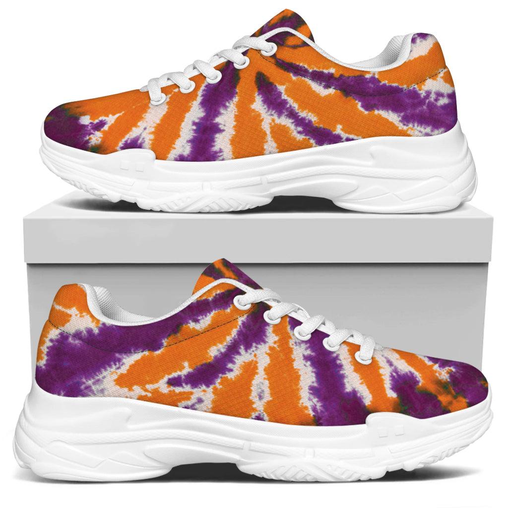Purple And Orange Spider Tie Dye Print White Chunky Shoes