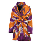 Purple And Orange Spider Tie Dye Print Women's Bathrobe