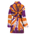 Purple And Orange Spider Tie Dye Print Women's Bathrobe